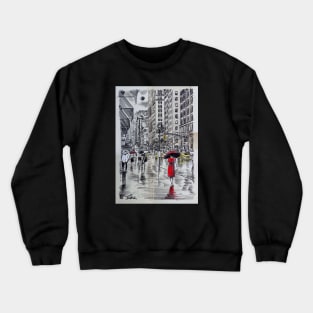 Downtown in a red dress Crewneck Sweatshirt